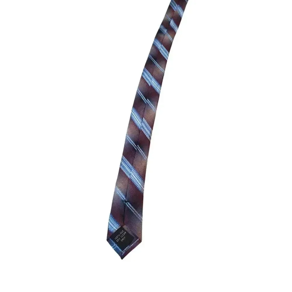 Pronto-Uomo Neck Tie Mens Blue Striped Luxury 100% Silk Handmade Business Power‎
